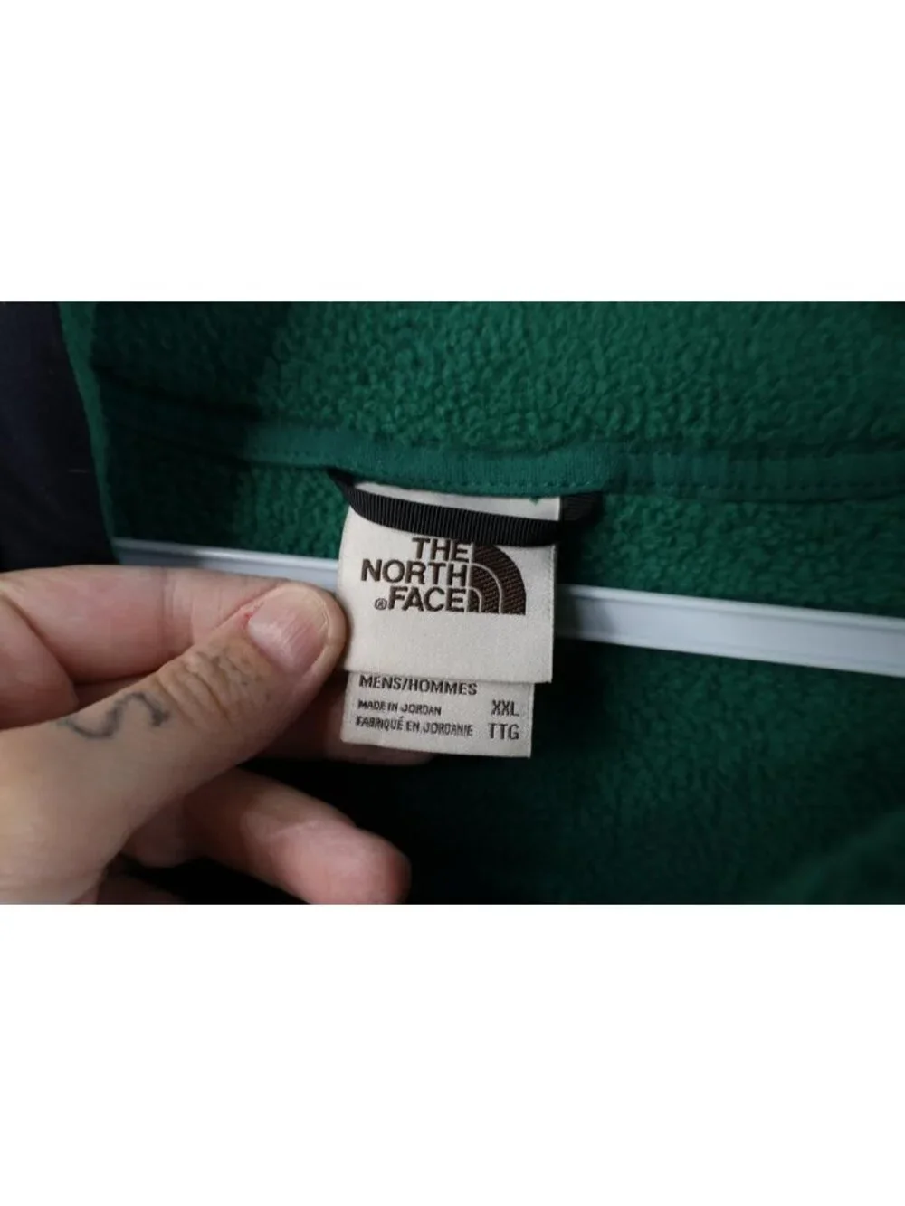 The North Face Mens 2XL Spell Out Carbondale Fleece Full Zip Vest Jacket Green